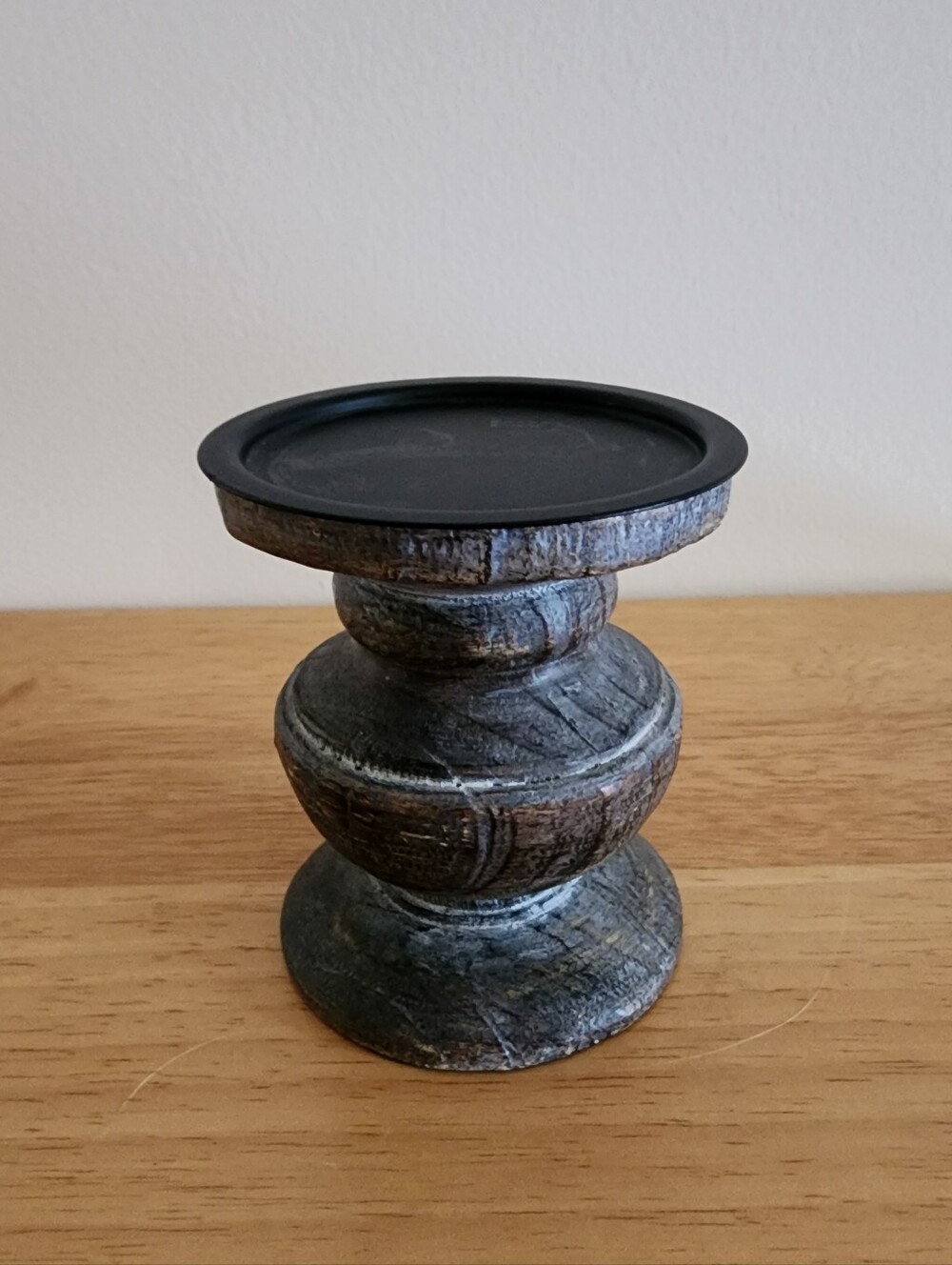 3 FOR $20! Wood Pedestal Candle Holder, Grey
